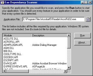 screenshot: Exe Dependancy Scanner