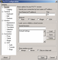 screenshot: PuTTY